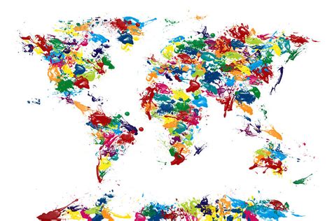 World Map Paint Drops Digital Art By Michael Tompsett Fine Art America