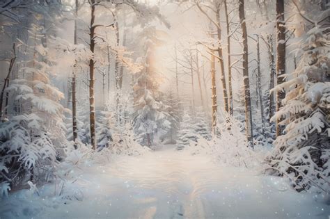 Christmas Serene Snowy Forest Morning Backdrop RR8-156 – Dbackdrop