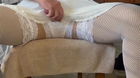 Crossdressing And Masturbating In Lacy White Lingerie Ashemaletube
