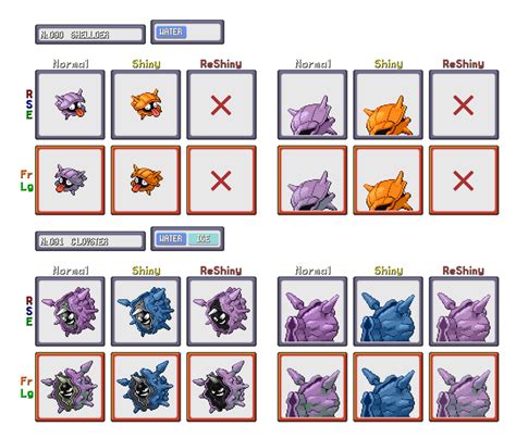 Shiny Recolour Shellder Line Gen 3 By Shinydexproject On Deviantart