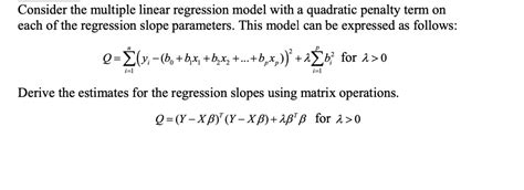 SOLVED Consider The Multiple Linear Regression Model With A Quadratic