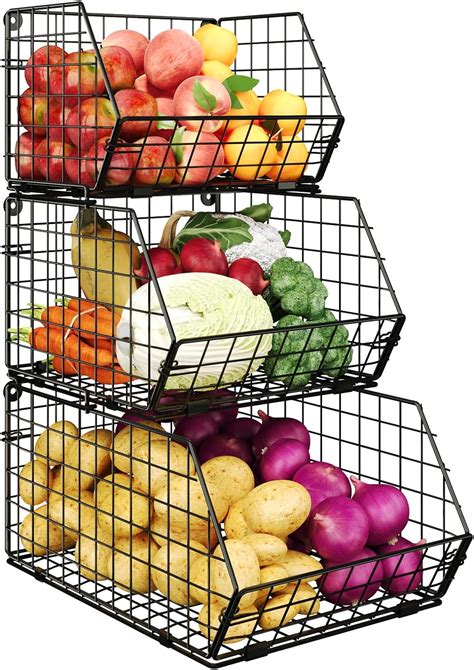 Amazon X Cosrack Tier Stackable Wire Baskets For Pantry