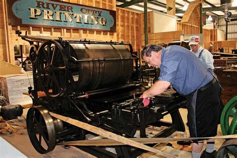 Steam Powered Vintage Printing Equipment Farm Collector