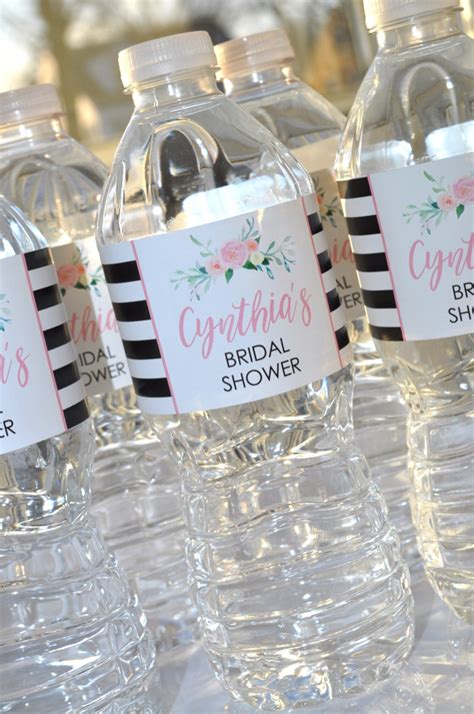 Bridal Shower Water Bottle Labels Bachelorette Party Wedding Etsy