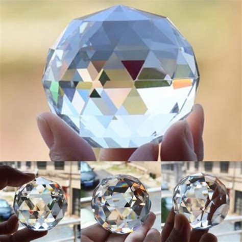 Clear Cut Crystal Sphere 40mm Faceted Gazing Ball Prisms Suncatcher