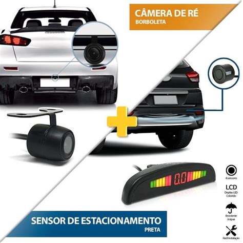 Kit Sensor de Ré Preto Câmera de Ré Traseira Hyundai HB20 2017 2018