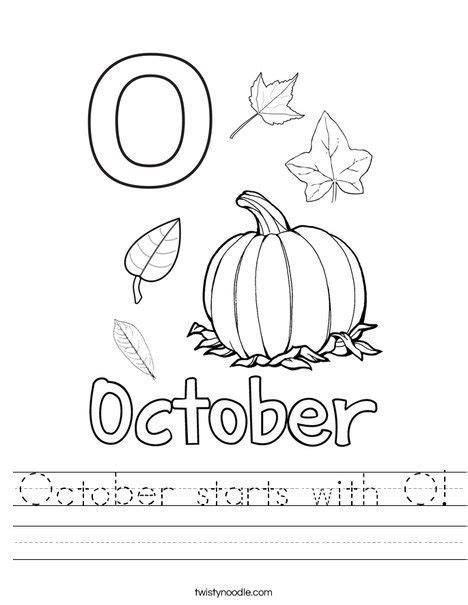 October Starts With O Worksheet Twisty Noodle Fall Preschool