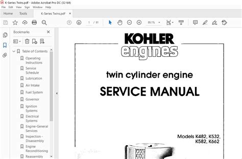 Kohler Engine Twin Cylinder Engine K482 K532 K582 K662 Service Manual Heydownloads Manual