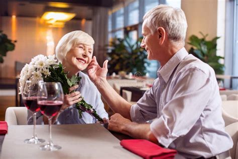 Sweet Mature Couple Sharing Desert Stock Photo Image Of Indoors Partner 109723658