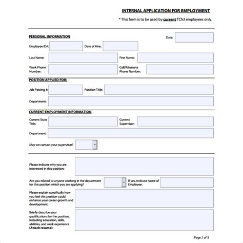 4+ Internal Application Form Templates - PDF 