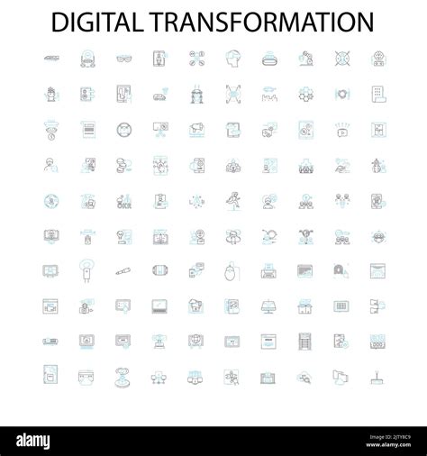 Digital Transformation Icons Signs Outline Symbols Concept Linear