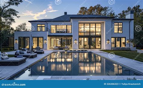 Luxury Modern House With Swimming Pool Generated Ai Stock Illustration