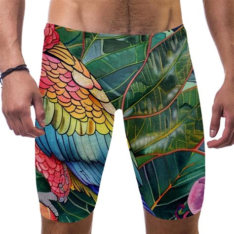 Swim Jammers For Men Mens Bikini Swimwear Tropical Jungle Parrot