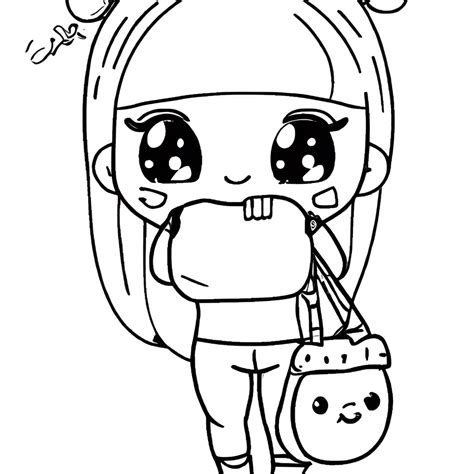 Kawaii Chibi Coloring Page · Creative Fabrica