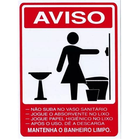 Placa De Sinalizacao Sanitario Feminino Mantenha O Banheiro Limpo 15x20