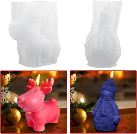 2 Stück 3D Kerzenform Silikon Silikonform Kerze Rehe Weihnachten