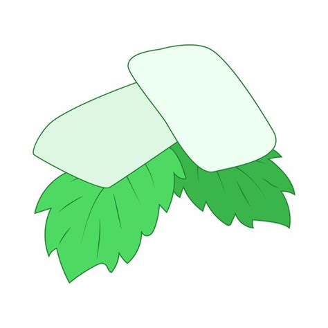 Premium Vector Chewing Gum With Fresh Mint Leaves Icon In Cartoon Style On A White Background