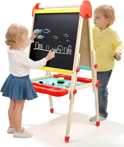 Top Bright Childrens Painting Easel And Blackboard Wooden Art Easel