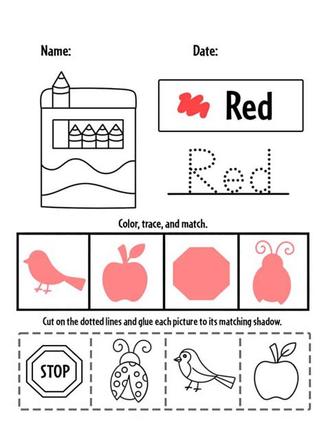 Color Name Red Trace And Read Activity Sheet Worksheets Library