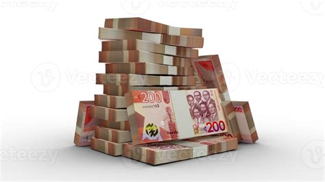 3d Rendering Of Stacks Of 200 Ghanaian Cedi Notes Bundles Of Ghanaian