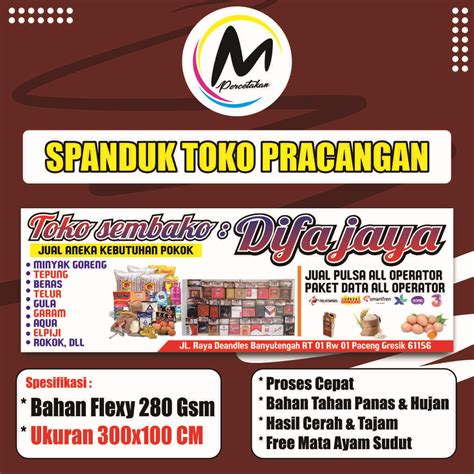 Spanduk Banner Toko Pracangan Toko Sembako Toko Jualan Ukuran 3