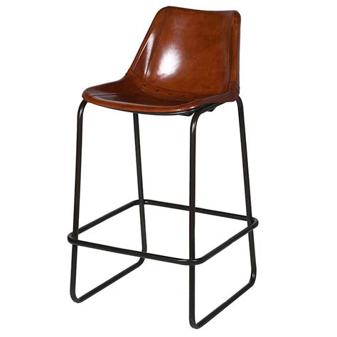 EXP084 Retro Style Tan Leather Bar Stool - Interior Flair