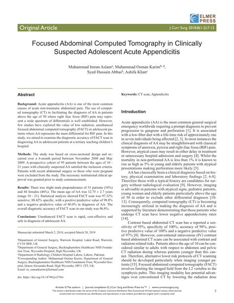 Pdf Focused Abdominal Computed Tomography In Clinically Suspected