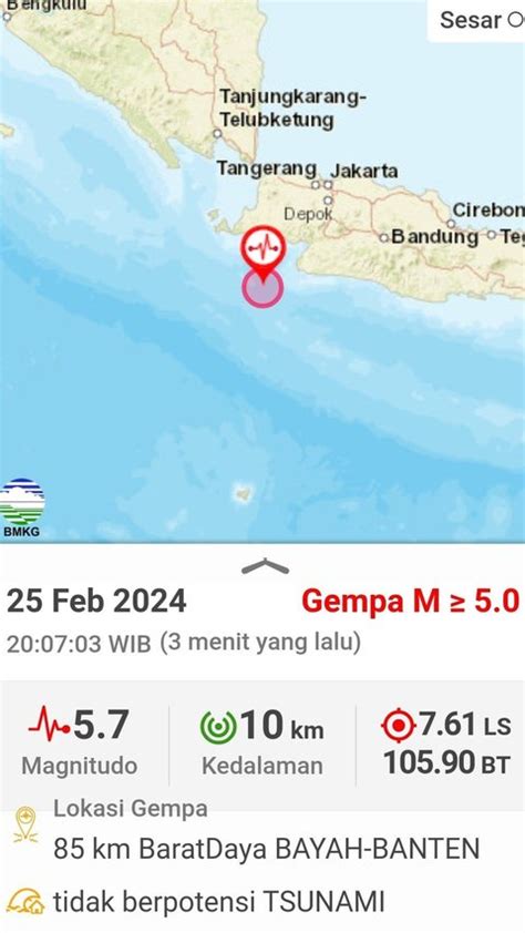 Gempa Bumi 5 8 Magnitudo Guncang Banten Getaran Terasa Hingga Depok