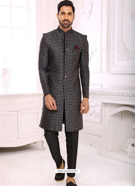 Navy Blue Heavy Designer Indo Western Sherwani Atelier Yuwa Ciao Jp