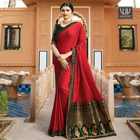 Prachi Desai Red Color Silk Classic Designer Saree Celebrity Saree