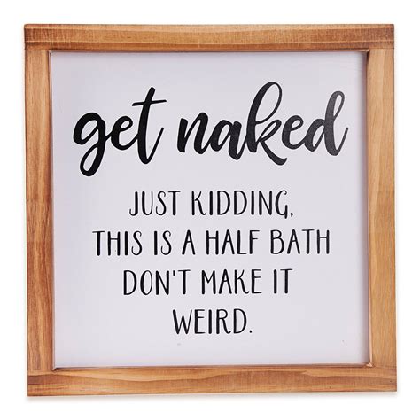 Get Naked Sign Funny Farmhouse Bathroom Wall Art Cute Guest Etsy