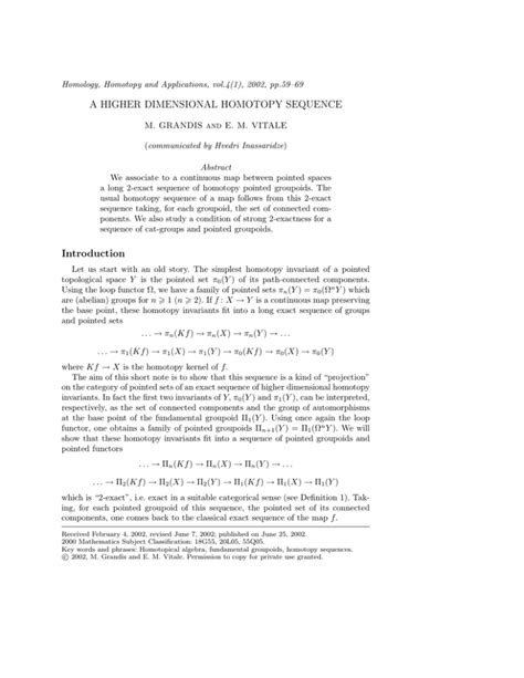 A Higher Dimensional Homotopy Sequence