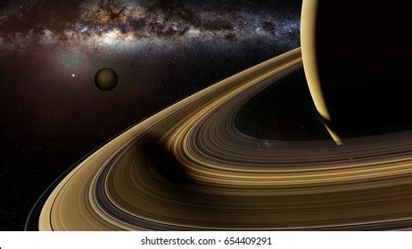 Saturns Moon Enceladus Casts Shadow On Stock Illustration 645002791