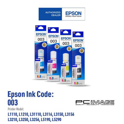 Epson Original 003 Bkcmy Refill Ink Bottle L1110l3110l3150l5190 V100 V200 V300 V400100200