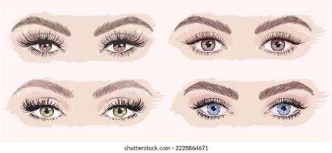 Realistic Beautiful Female Eyes Long Black Stock Vector Royalty Free