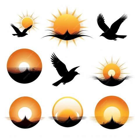 Premium Vector A Picture Of Birds And Sun With The Sun In The Background