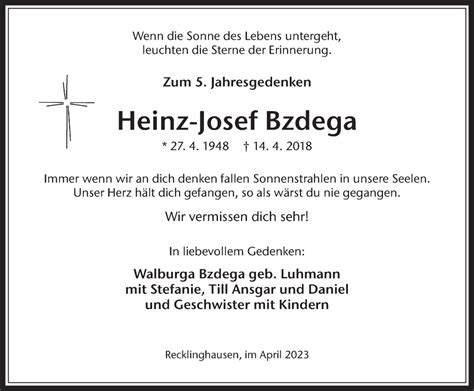 Traueranzeigen Von Heinz Josef Bzdega Sich Erinnern De