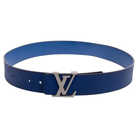 Louis Vuitton Blue Taurillon Leather Lv Initiales Belt 90 Cm At 1stdibs