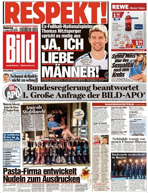 Newspaper Bild (Germany). Newspapers in Germany. Thursday's edition ...