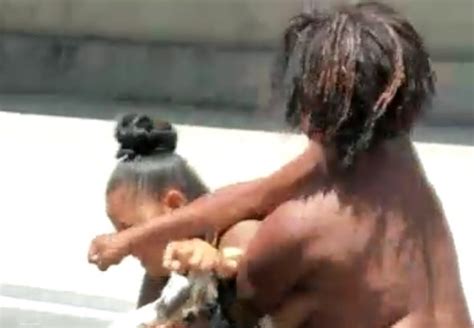 Naked And Disturbed Woman Assaulting Elderly Woman In The Middle Of The Street In Brazil Part