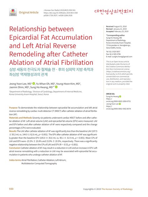 PDF Relationship Between Epicardial Fat Accumulation And Left Atrial