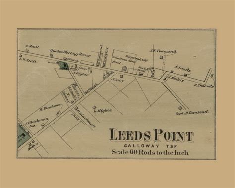 Leeds Point Village Galloway Township New Jersey 1872 Old Town Map