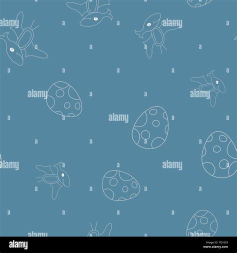 Seamless Pattern Of Contour Of Dinosaurus Pterodactyl And Spotted Egg