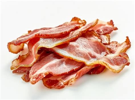 Premium Photo Slices Of Smoked Bacon Isolated On White Background