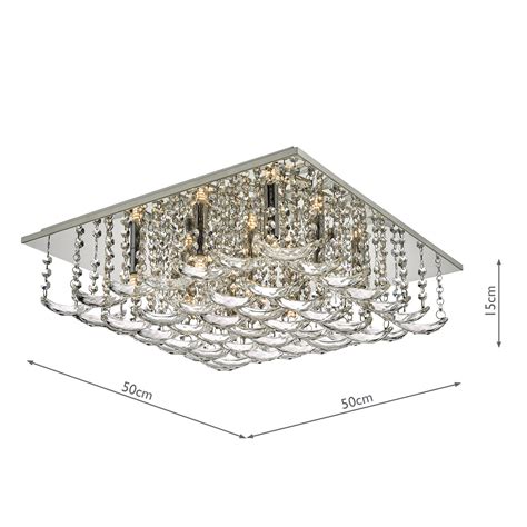 Orella 9 Light Flush Polished Chrome And Crystal Brodie Lighting Ayr