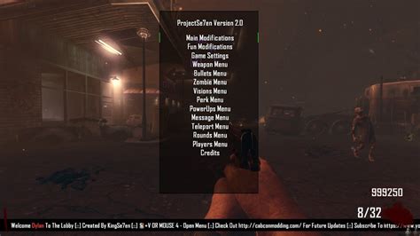 Call Of Duty Black Ops 2 Zombies Gsc Mod Menu Projecse7en V3 0 Youtube