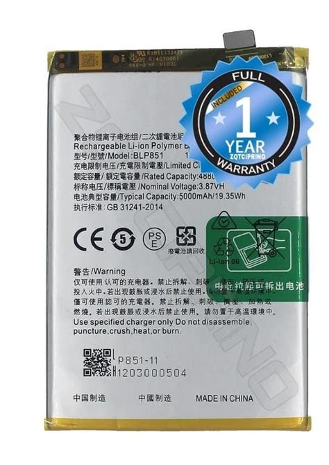 ZQTCIPRINO Original BLP851 Battery For Oppo A74 A54 5G Battery With