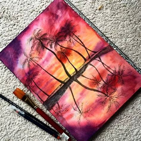 Tropical Sunset Watercolor From Nana Custer