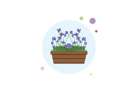 Spring Flower Long Pot 5 Circle Bubble Graphic By Raysaozora · Creative