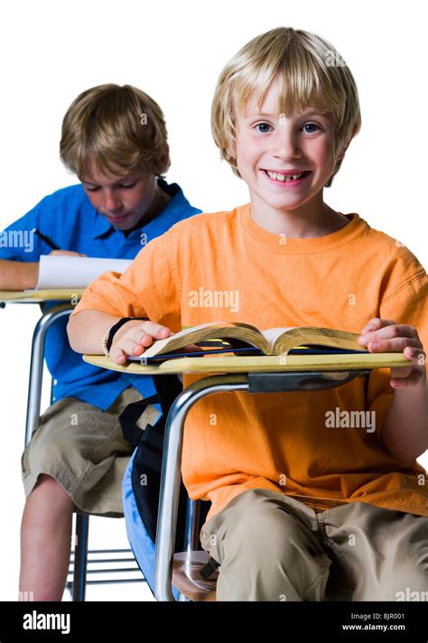 Boy Doing School Work Stock Photo Alamy